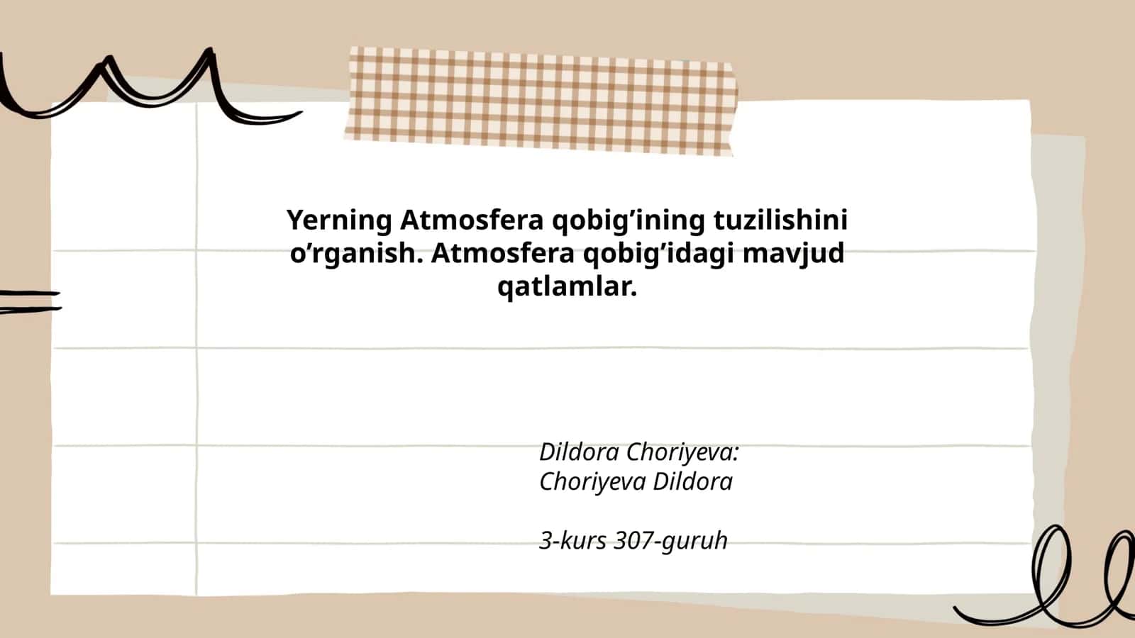 Yerning Atmosfera qobig’ining tuzilishi