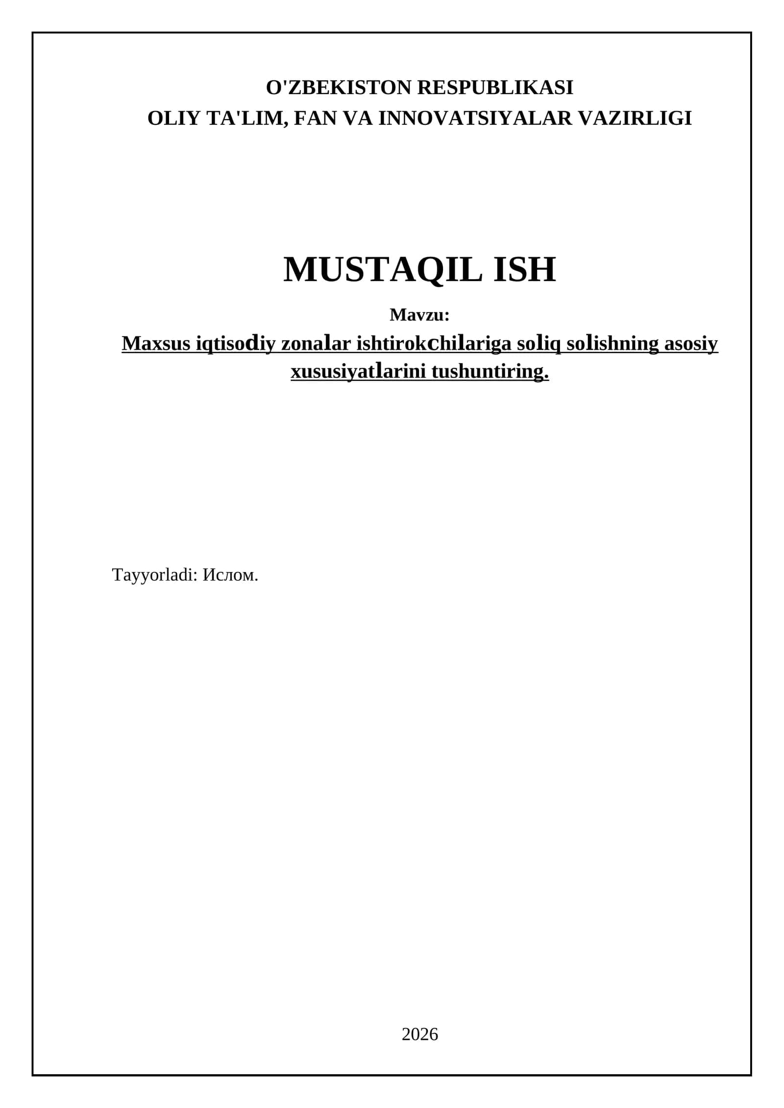 Maxsus iqtisodiy zonalar ishtirokchilariga soliq solishning asosiy xususiyatlarini tushuntiring
