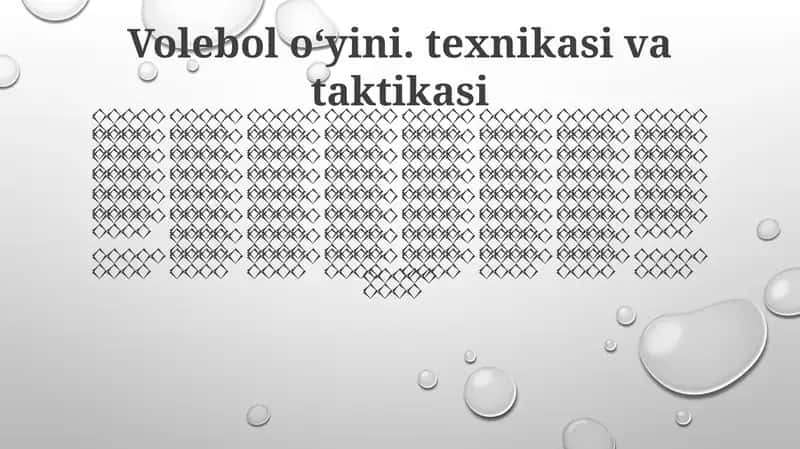 Volebol oʻyini. texnikasi va taktikasi