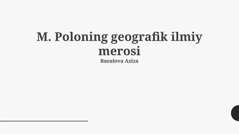 M. Poloning geografik ilmiy merosi