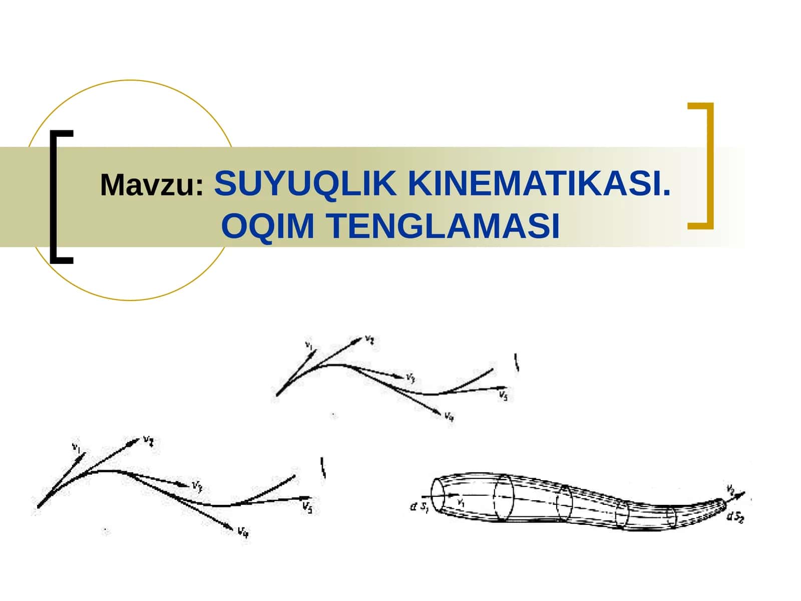 SUYUQLIK KINEMATIKASI. OQIM TЕNGLAMASI