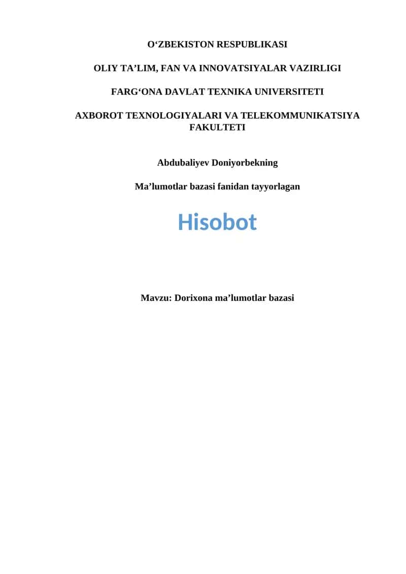 Dorixona ma’lumotlar bazasi
