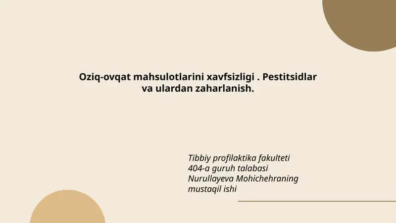 Pestitsidlar va ulardan zaharlanish