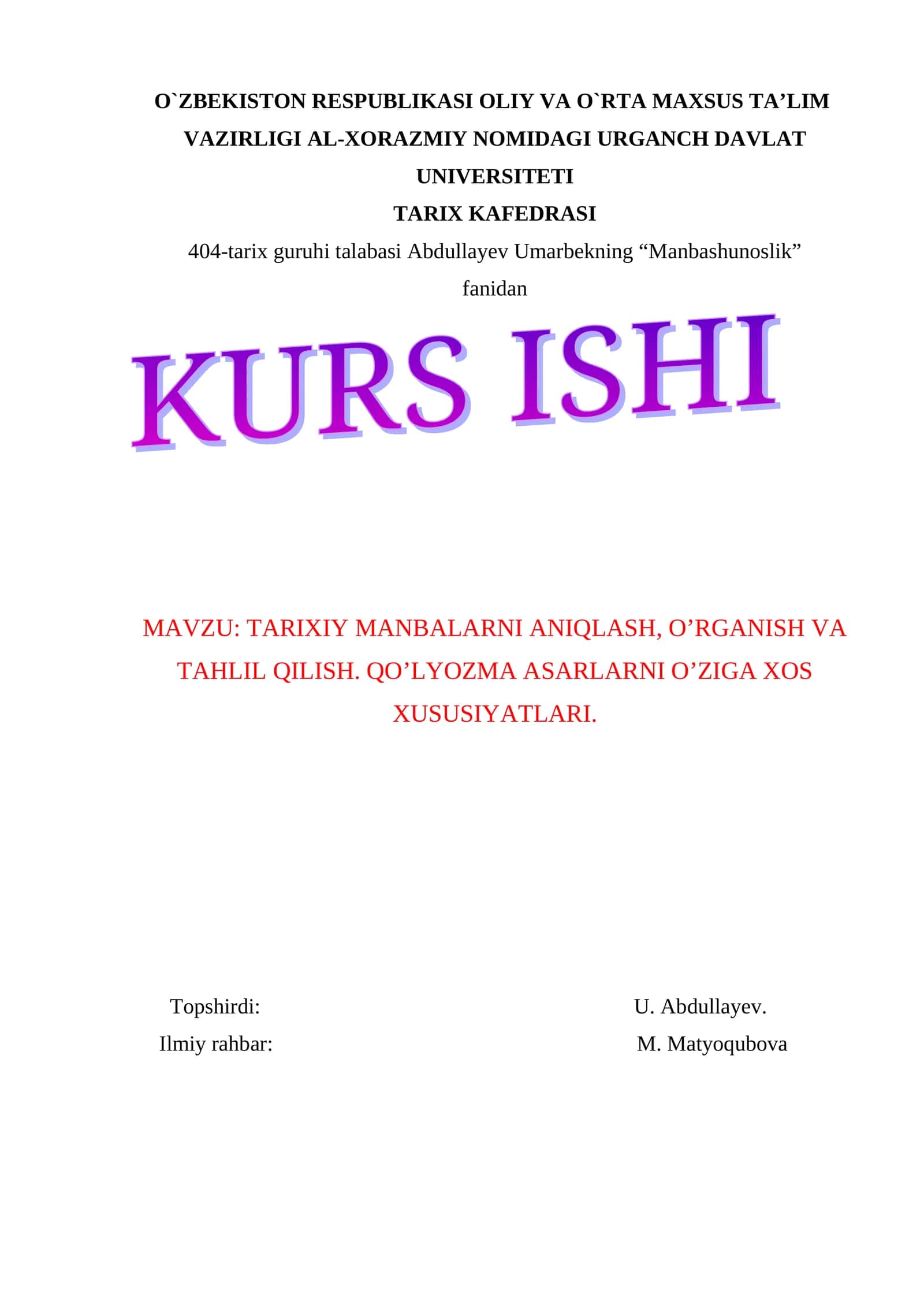 "Manbashunoslik"