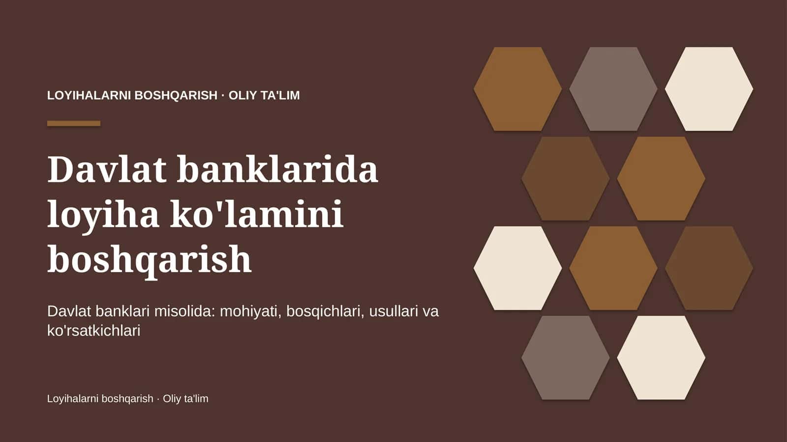 Loyihalarni boshqarish · Oliy ta'lim