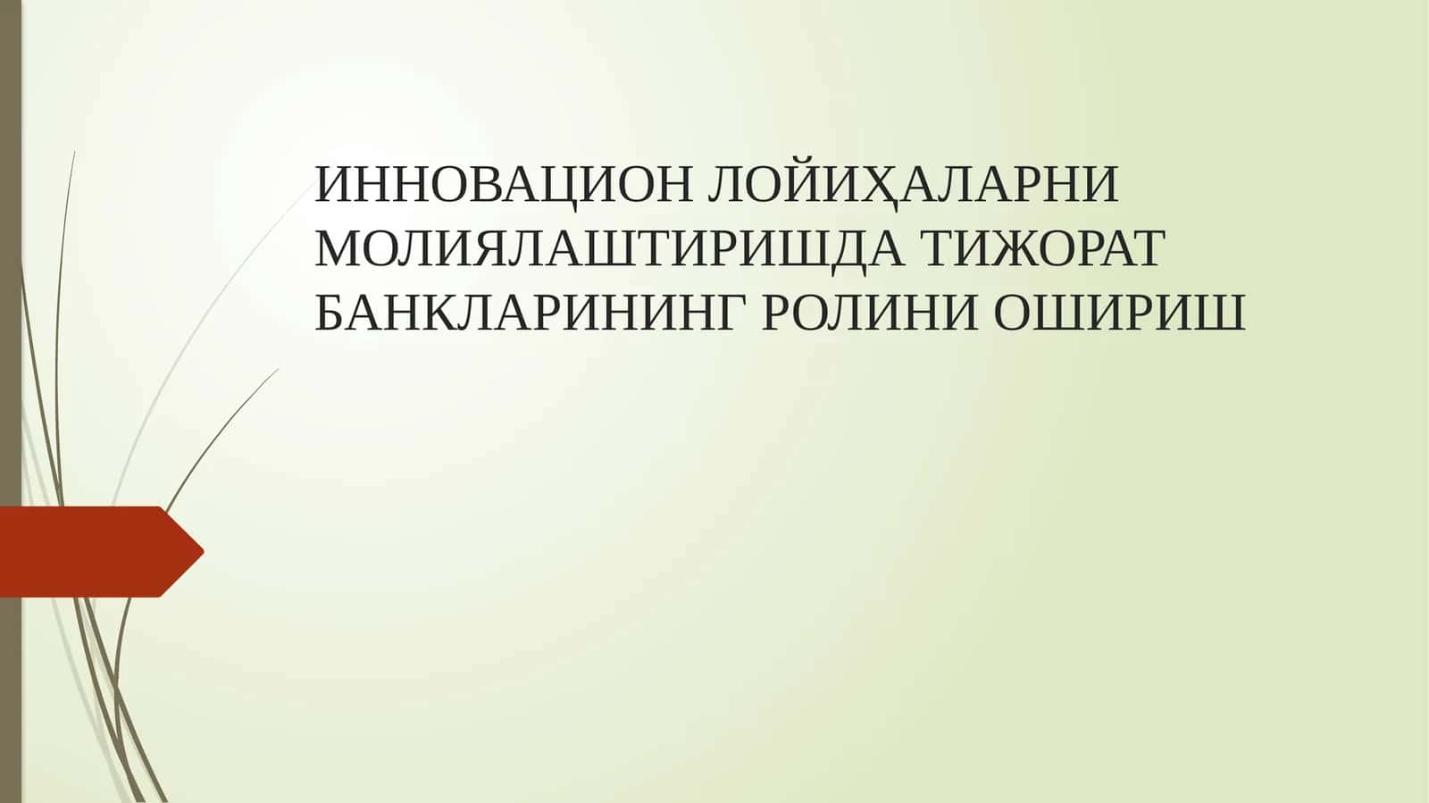 Иновацион Лойиҳаларни молиялаштиришда тижорат банкларининг ролини ошириш