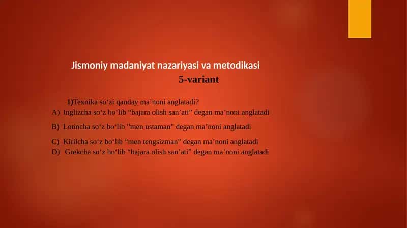Jismoniymadaniyat nazariyasi va metodikasi