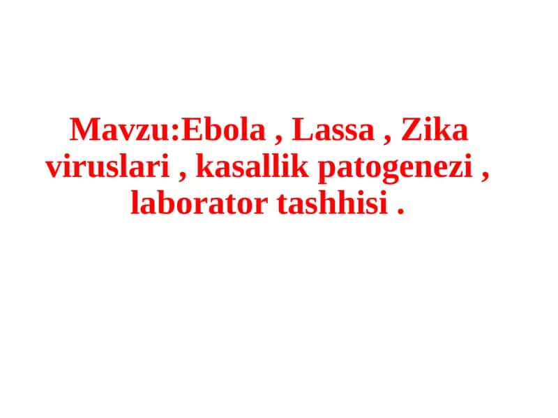 Ebola, Lassa viruslari