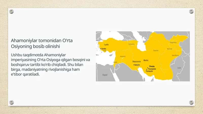 Ahamoniylar tomonidan O'rta Osiyoning bosib olinishi