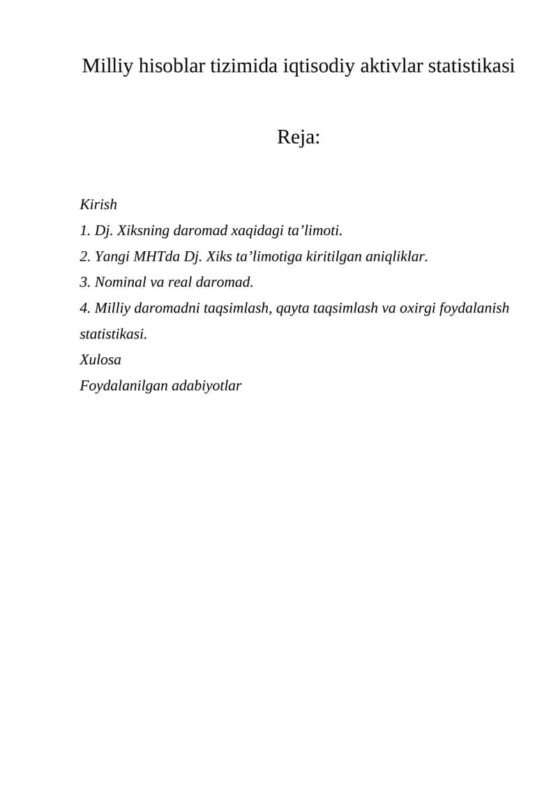 Iqtisodiy aktivlar statistikasi