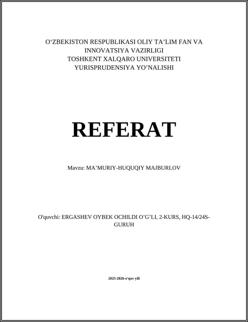 MA’MURIY-HUQUQIY MAJBURLOV