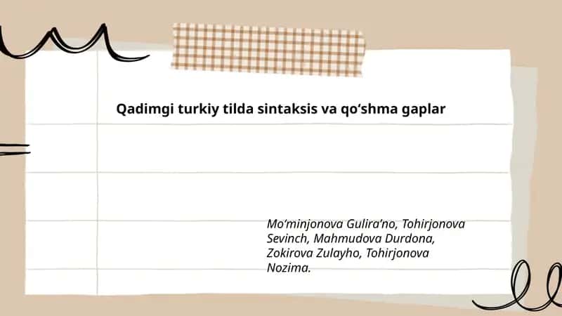 Qadimgi turkiy tilda sintaksis va qoʻshma gaplar