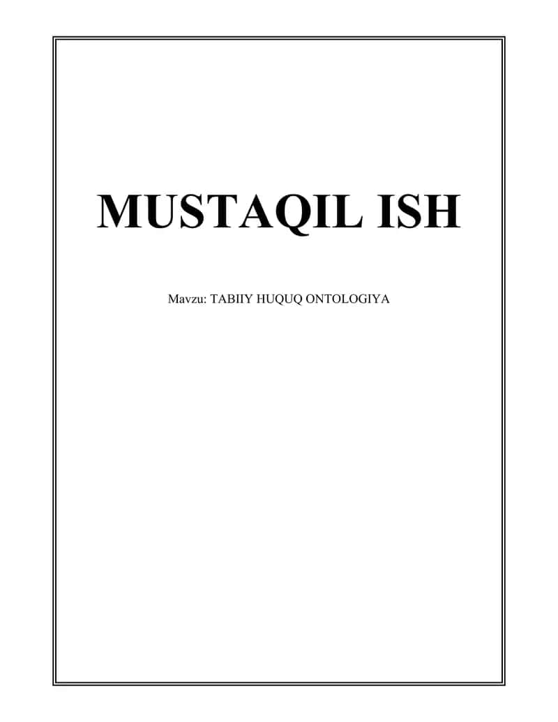 TABIIY HUQUQ ONTOLOGIYA