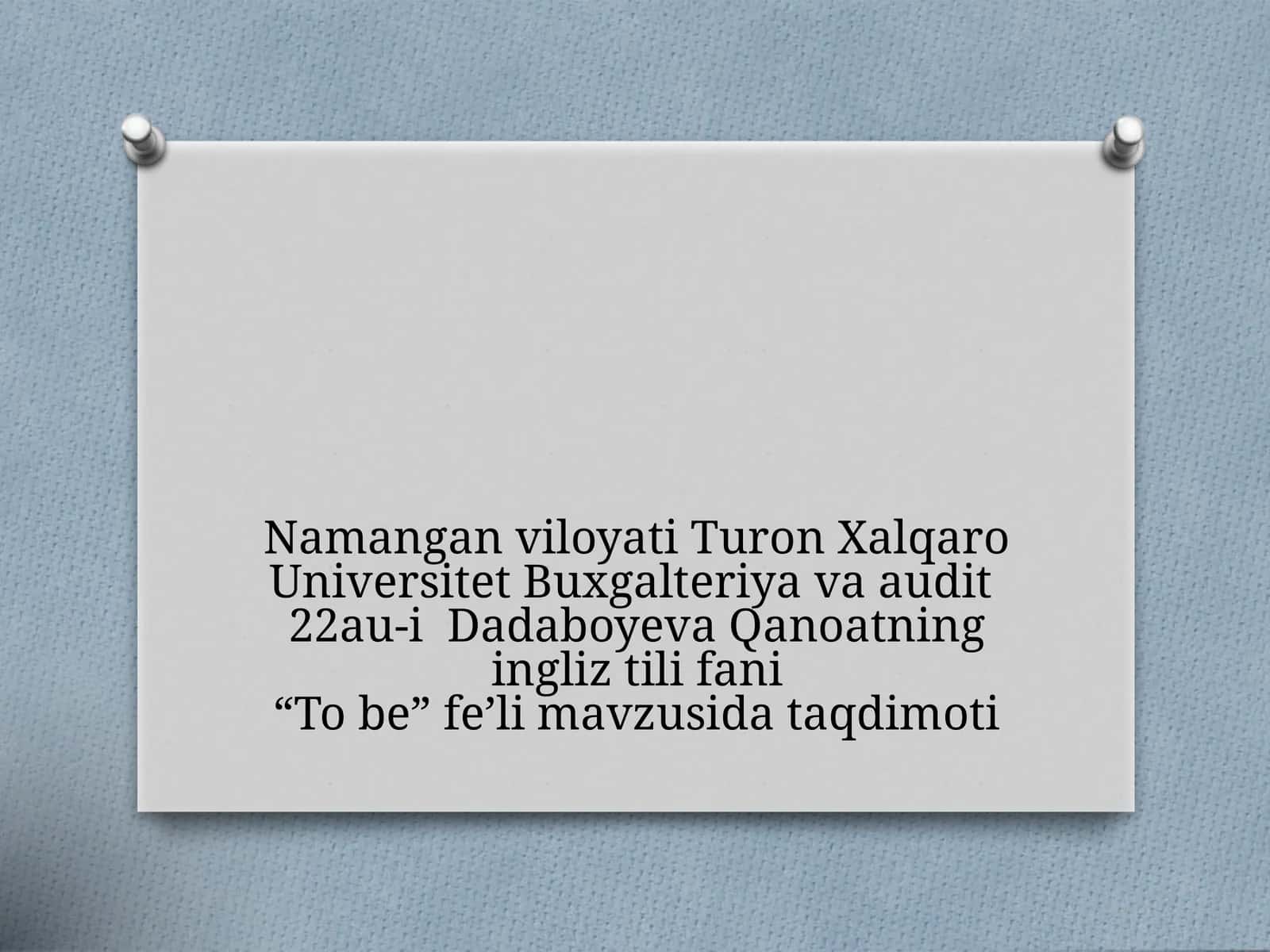 “To be” fe’li