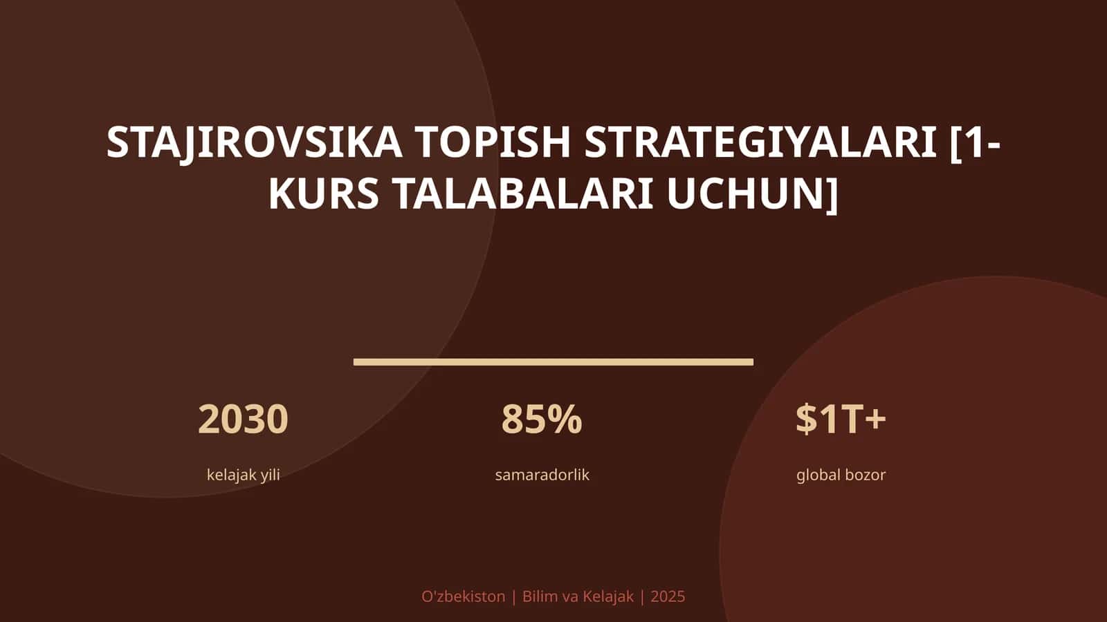 Stajirovsika Topish Strategiyalari [1-Kurs Talabalari Uchun]