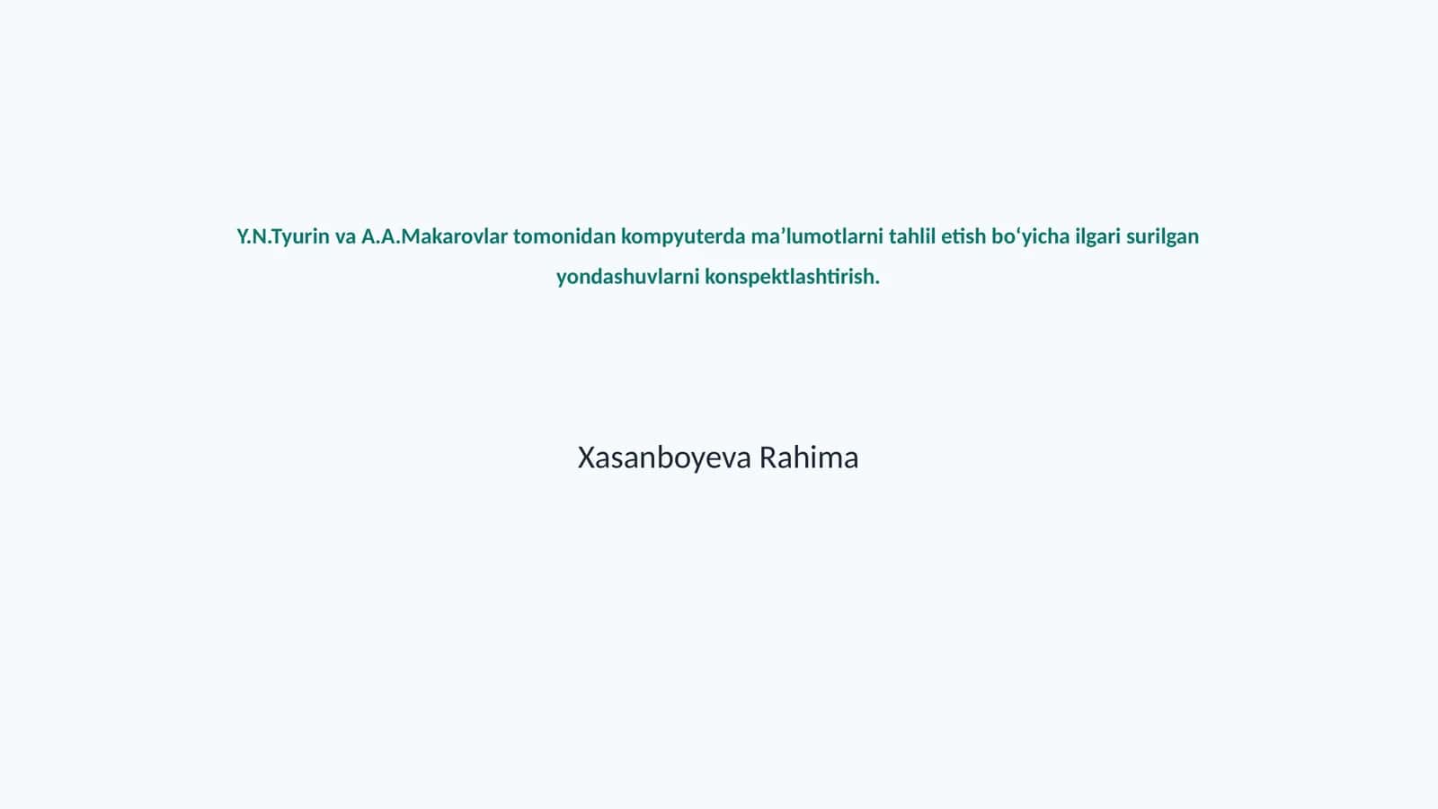 Ma’lumotlarni tahlil qilish asoslari