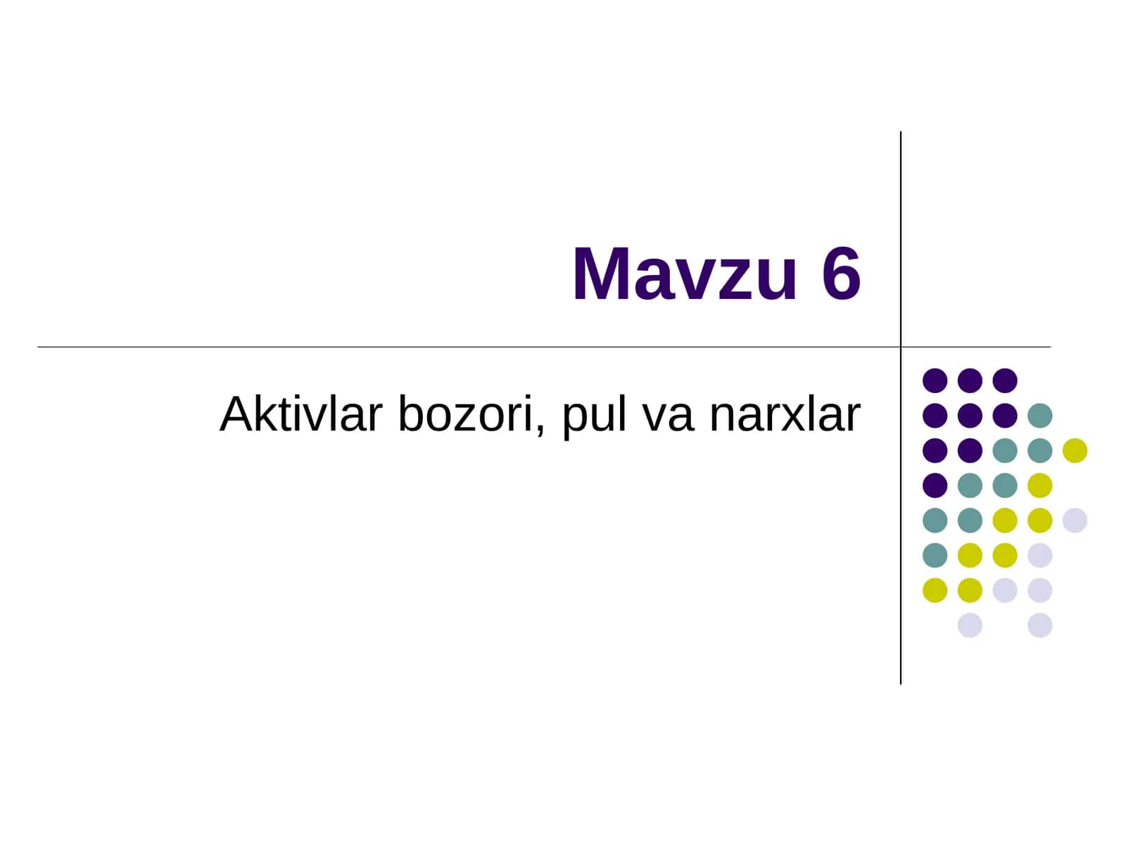 Aktivlar bozorining moliyalik tushunchasi