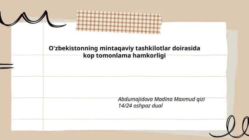Shanxay Hamkorlik Tashkiloti (SHHT) doirasida O'zbekistonning xavfsizlik va terrorizmga qarshi ko'p tomonlama hamkorligi