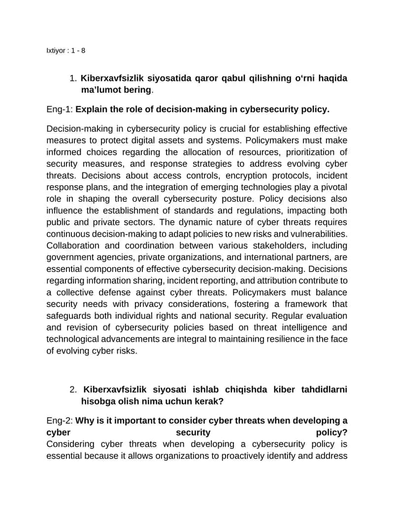 Kiberxavfsizlik siyosati