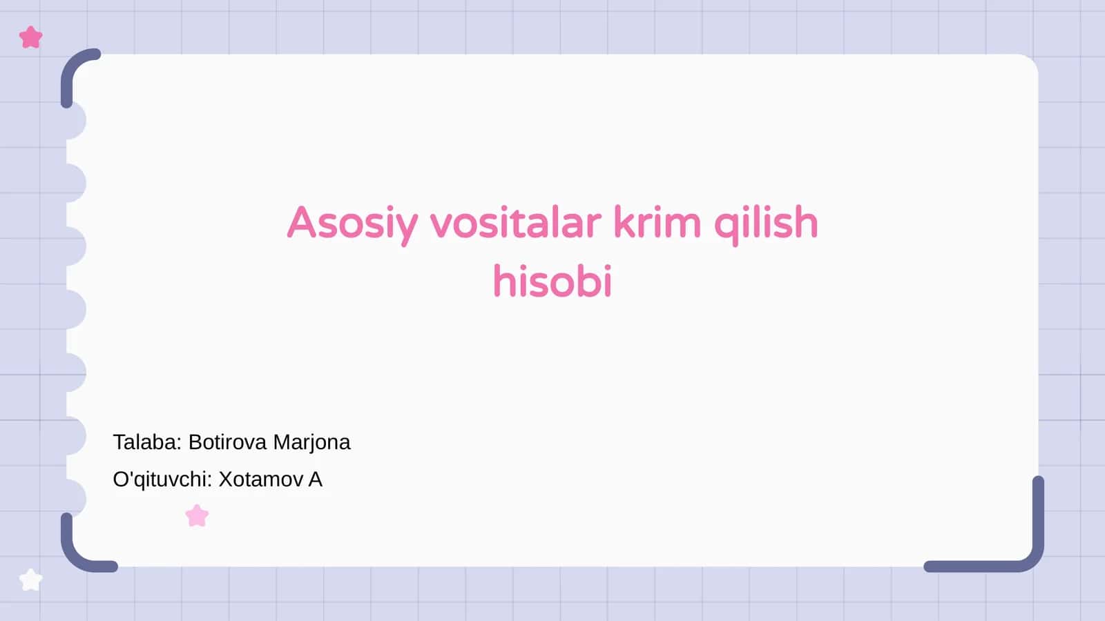Asosiy vositalar krim qilish hisobi