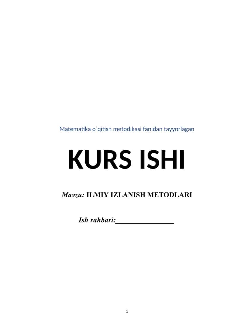 ILMIY IZLANISH METODLARI