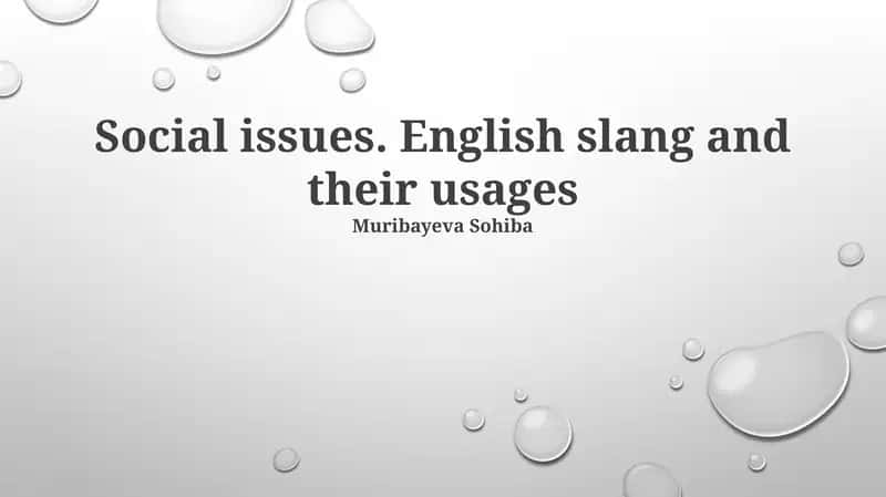Social issues. English slang and their usages