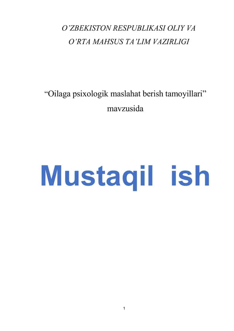 Oilaga psixologik maslahat berish tamoyillari