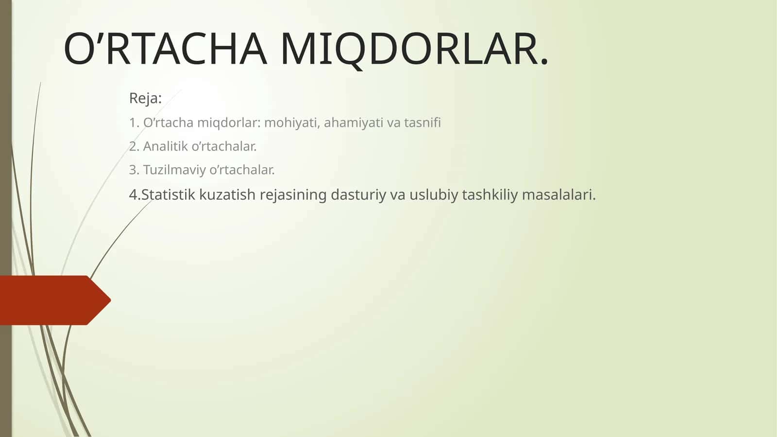 O’rtacha miqdorlar
