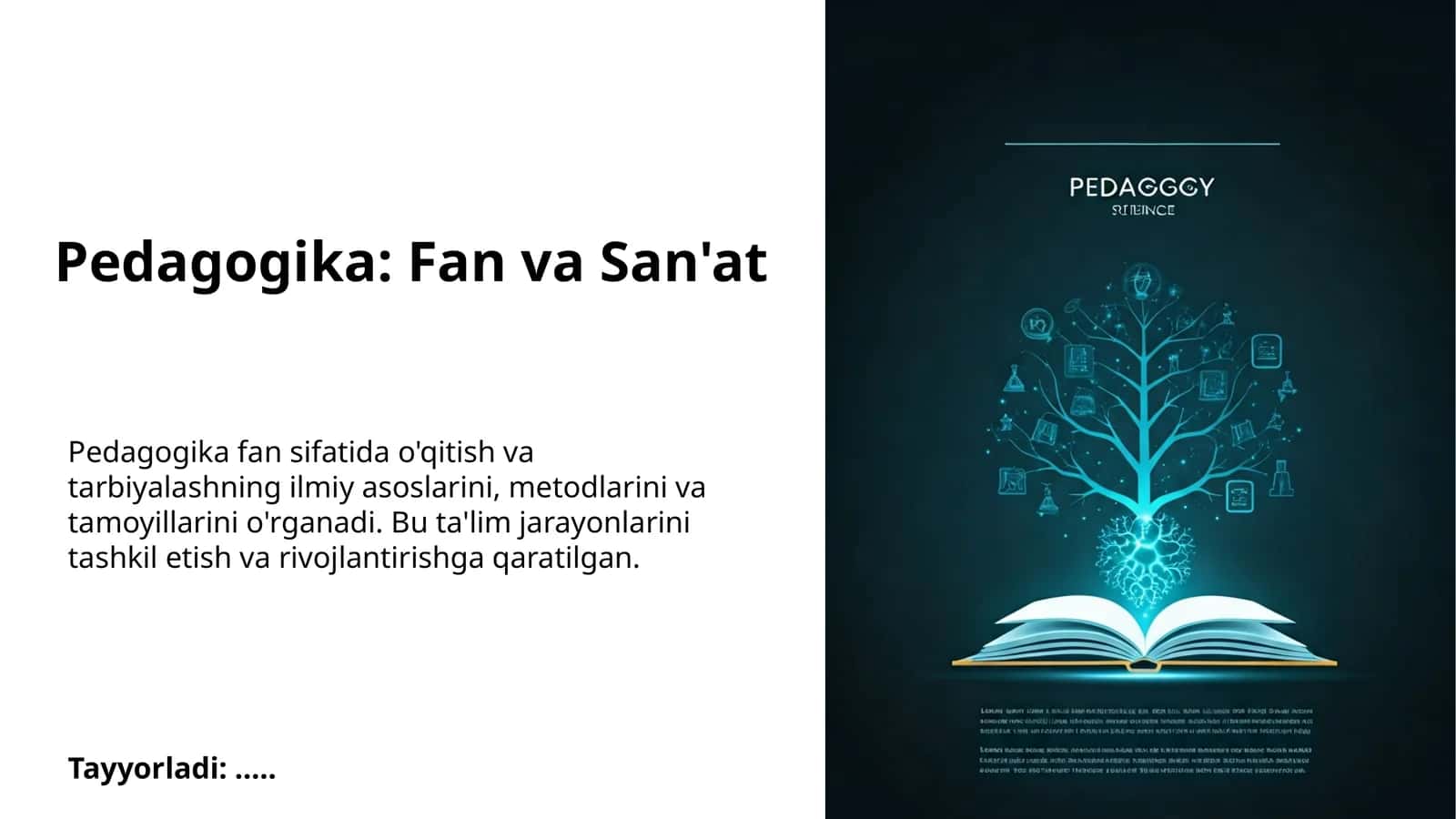 Pedagogika: Fan va San'at