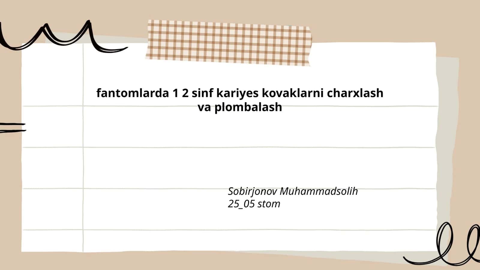 Fantomlarda 1 2 sinf kariyes kovaklarni charxlash va plombalash