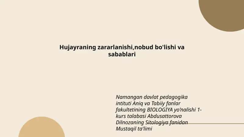 Sitologiya fanidan Mustaqil ta'limi
