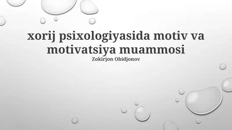 Motiv va Motivatsiya Muammosi