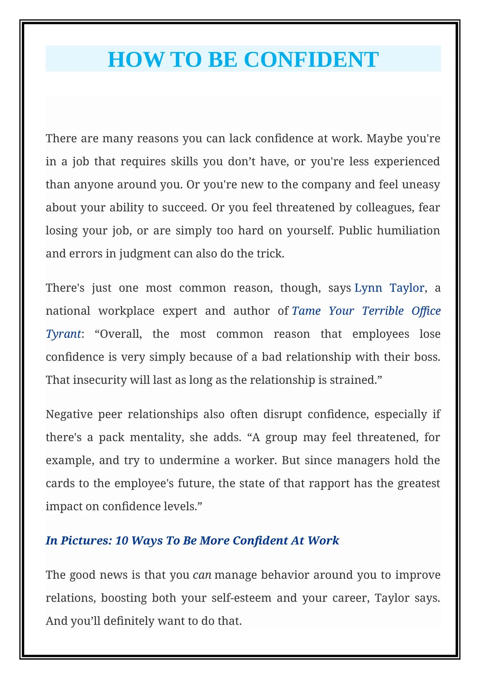 How to be Confident