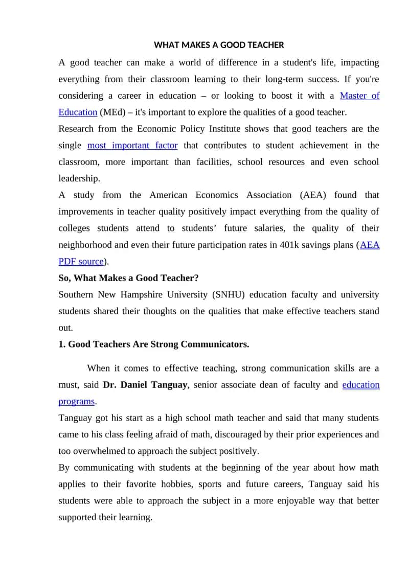 What Makes a Good Teacher