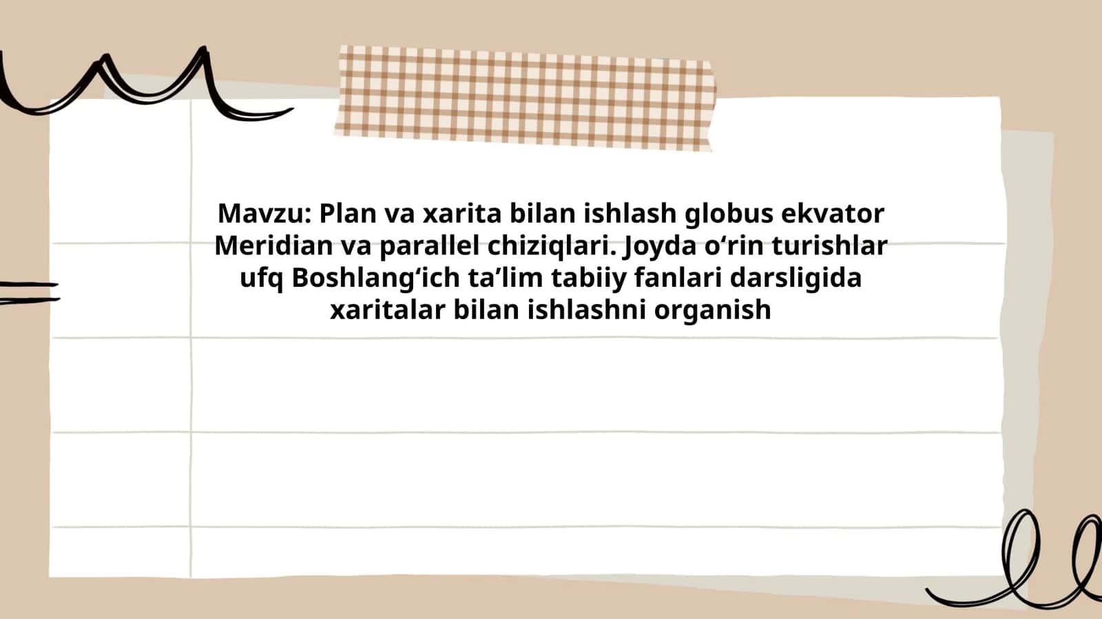 Plan va xarita bilan ishlash globus
