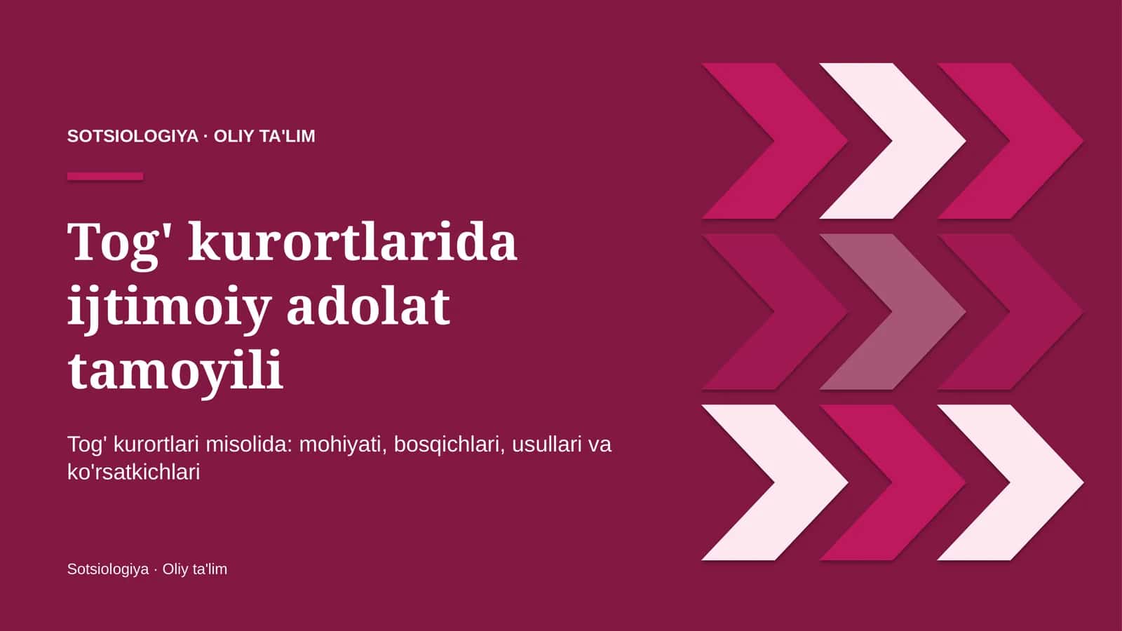 Tog' kurortlarida ijtimoiy adolat tamoyili