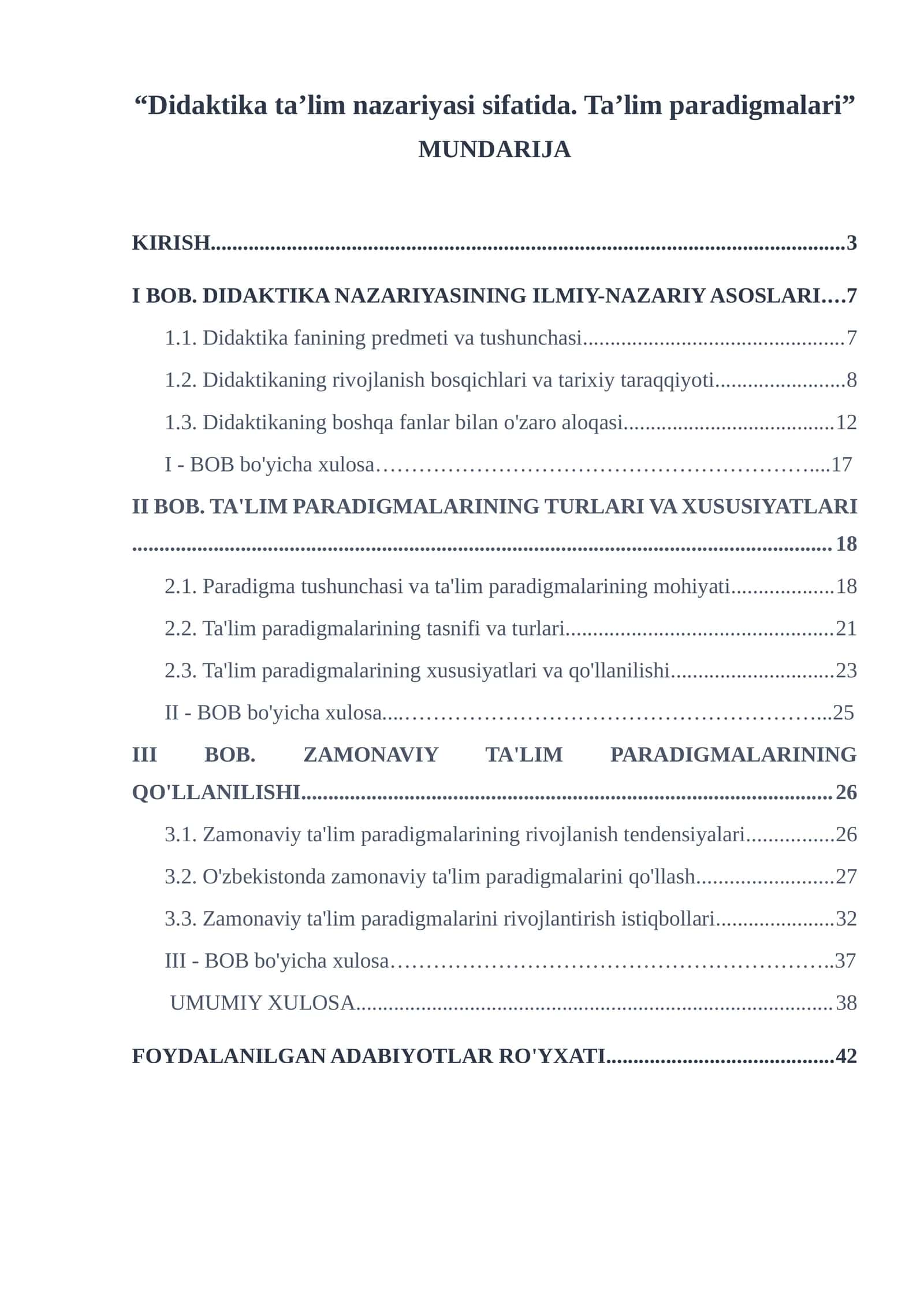 Didaktika ta’lim nazariyasi sifatida. Ta’lim paradigmalari
