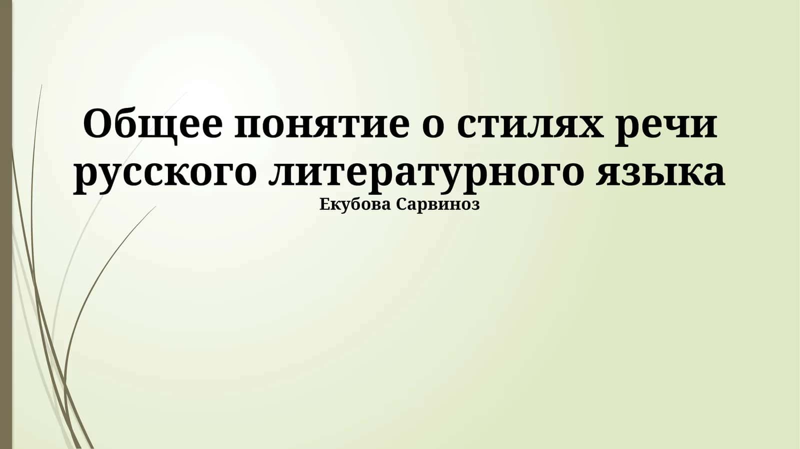 Общее понятие о стилях речи русского литературного языка