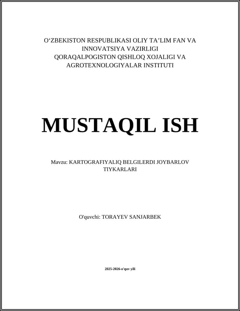 KARTOGRAFIYALIQ BELGILERDI JOYBARLOV TIYKARLARI