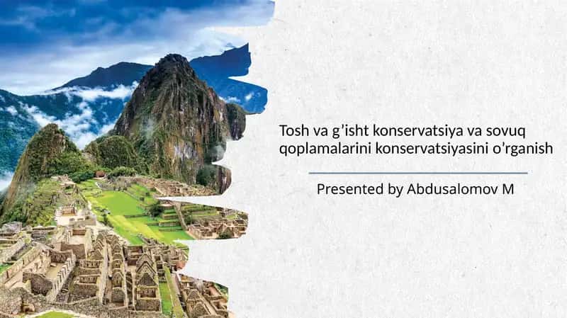 Tosh va g’ishtkonservatsiya va sovuqqoplamalarini konservatsiyasini o’rganish
