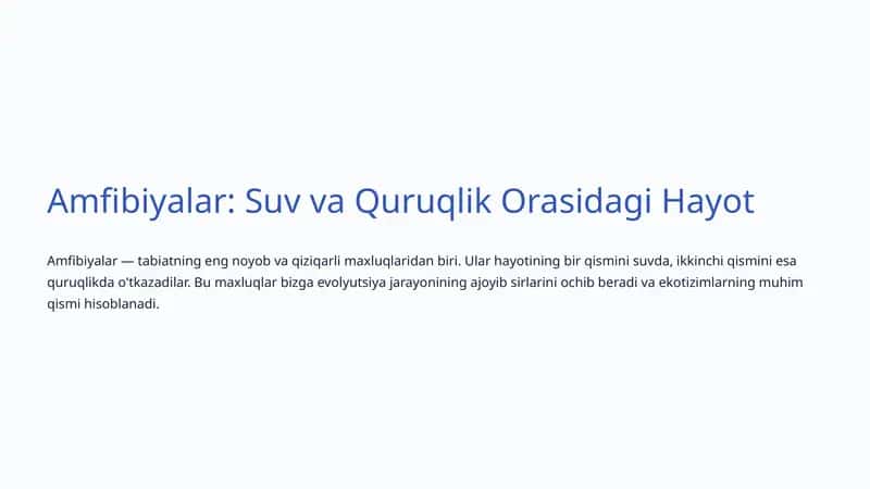 Amfibiyalar: Suv va Quruqlik Orasidagi Hayot
