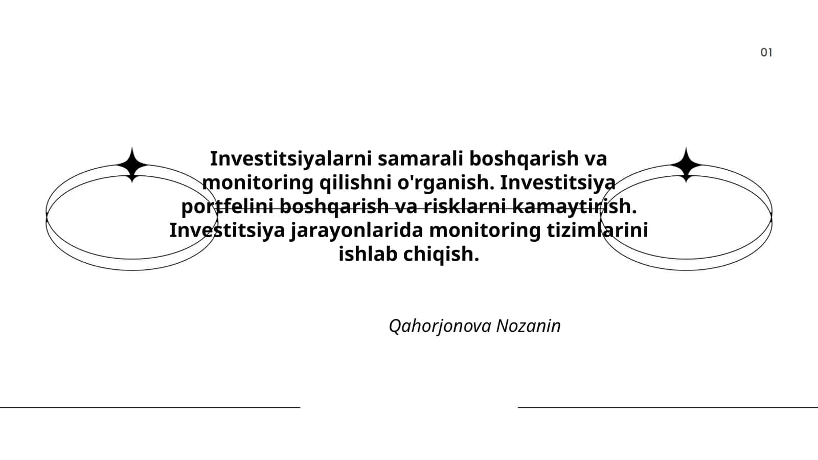 Investitsiyalarni samarali boshqarish va monitoring qilishni o'rganish