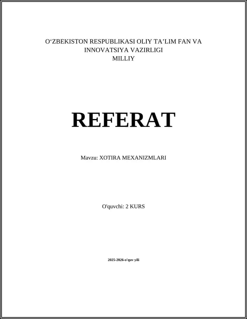 XOTIRA MEXANIZMLARI