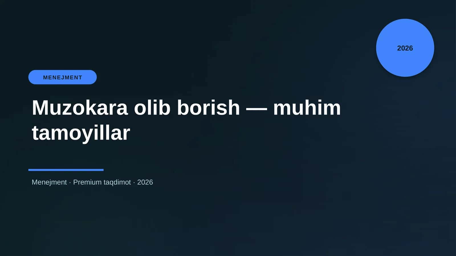 Muzokara olib borish — muhim tamoyillar