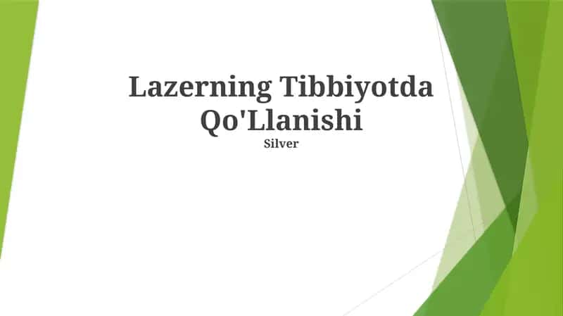Lazerning Tibbiyotda Qo'Llanishi