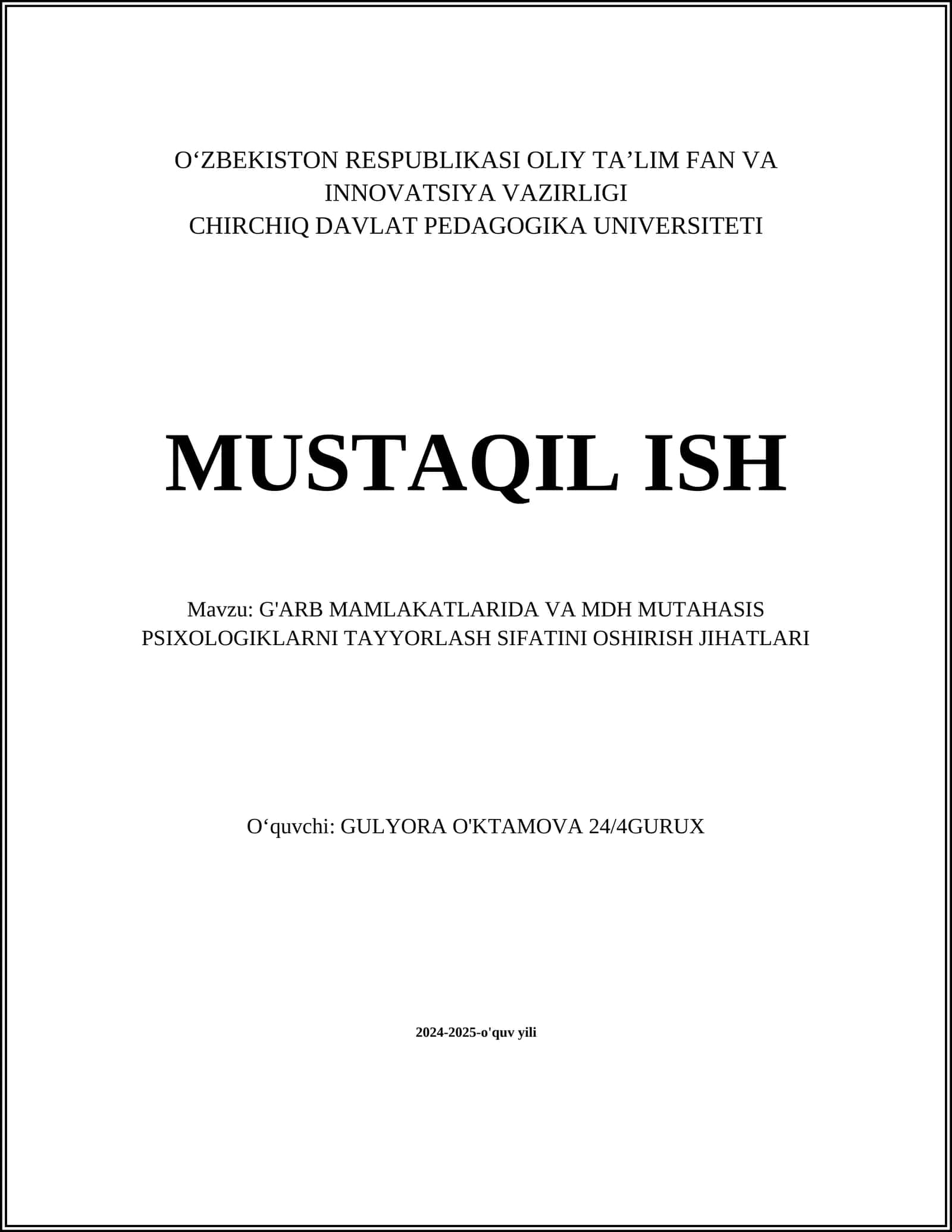 Psixologlarni tayyorlashdagi zamonaviy yondoshuvlar