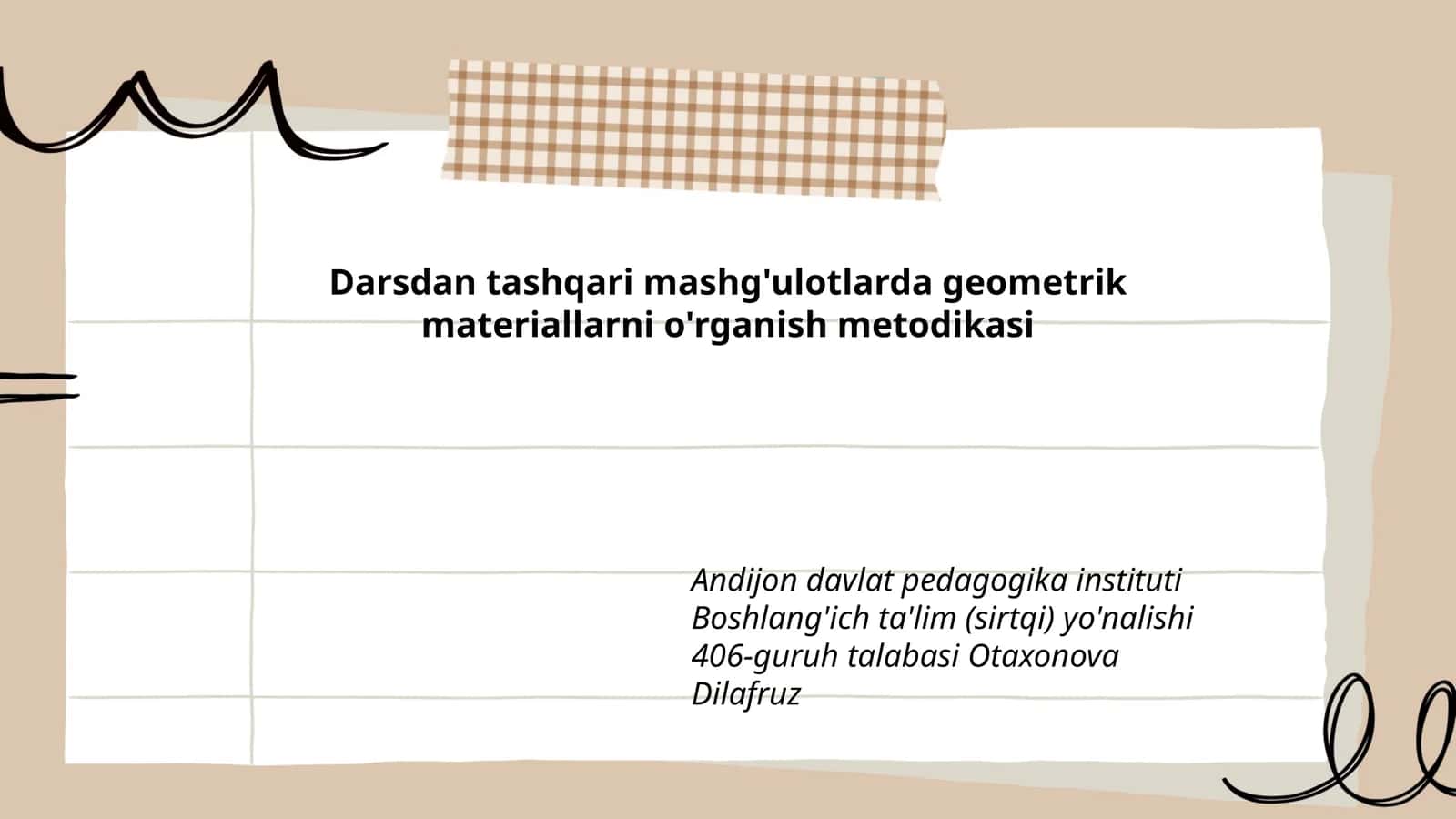 Darsdan tashqari mashg'ulotlarda geometrik materiallarni o'rganish metodikasi