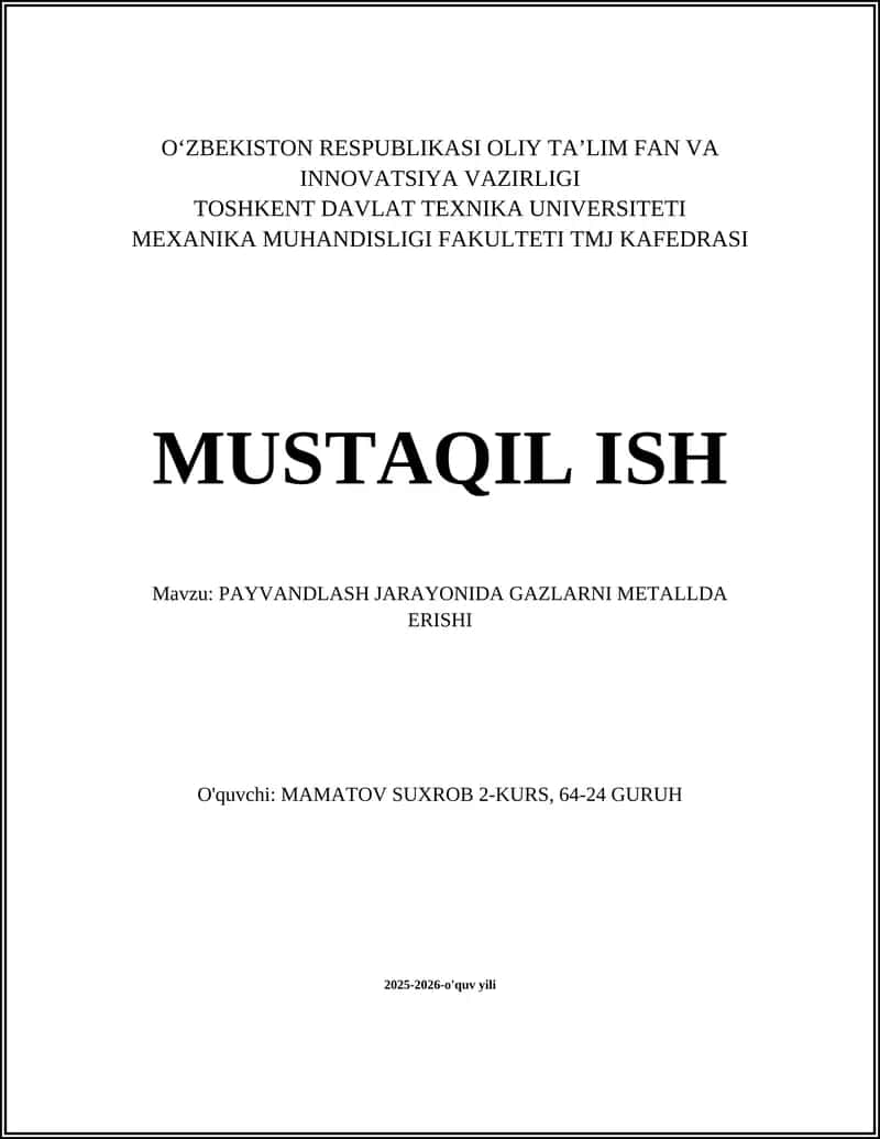 GAZLARNI METALLDA ERISHI