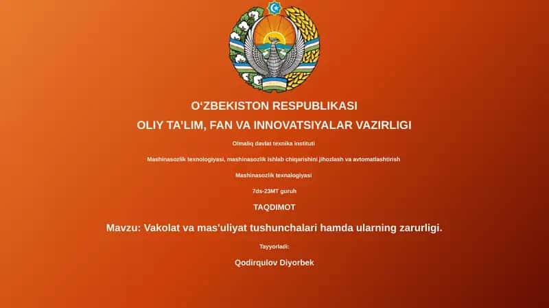 Mashinasozlik texnalogiyasi 7ds-23MT guruh