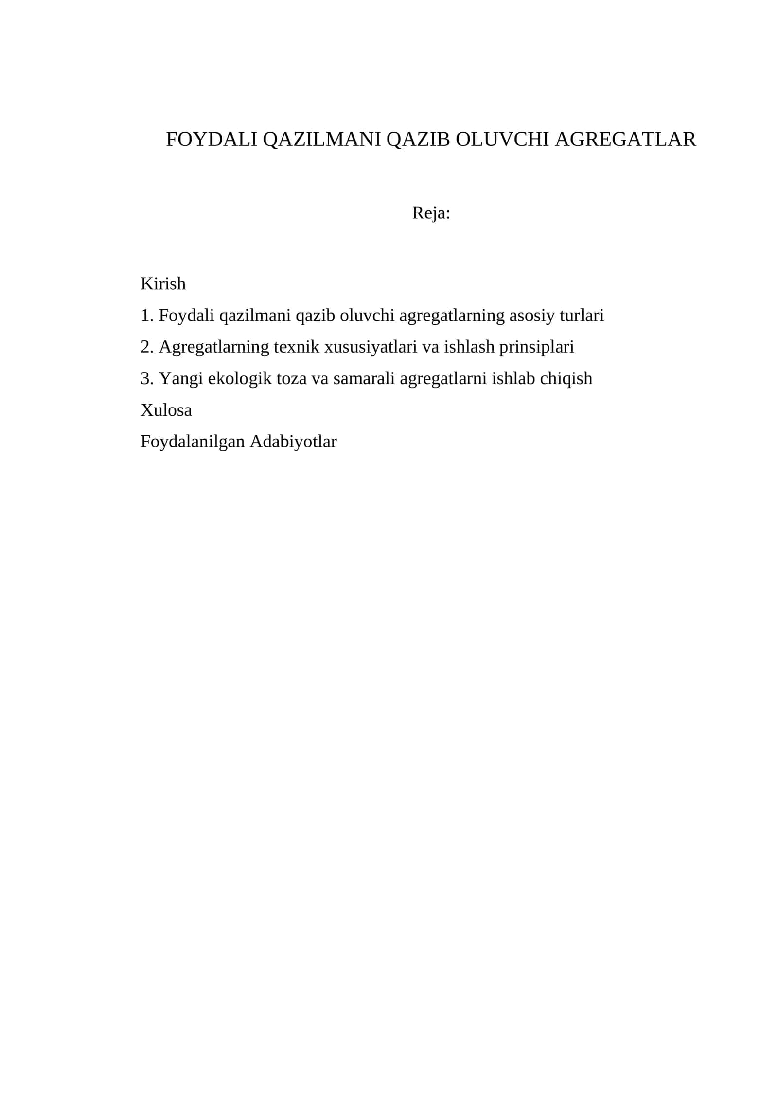 FOYDALI QAZILMANI QAZIB OLUVCHI AGREGATLAR